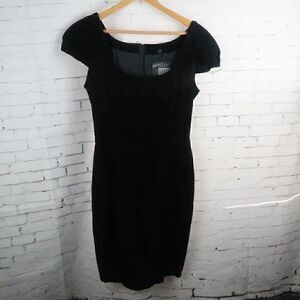 MICHAEL HOBAN NORTH BEACH LEATHER BLACK SUEDE CAP SLEEVE SCOOP NECK DRESS SIZE 5